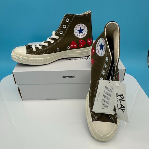 Comme Des Garcons PLAY x Converse‎ Unisex Taylor High Top Sneakers, Size 8M/10W - Picture 1 of 15